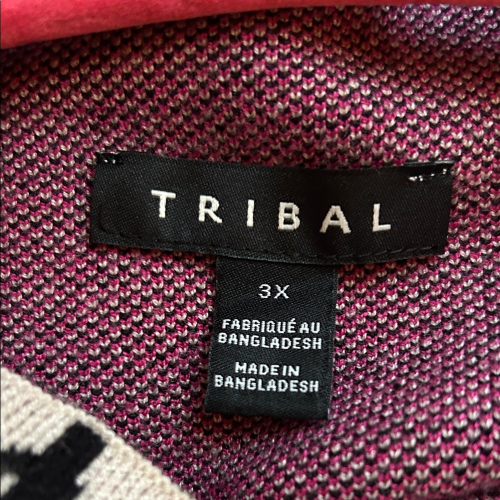 Tribal Cream Sweater with Pink Floral Design - Picture 2 of 8